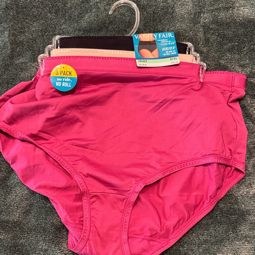 Vanity Fair Women's Bright Pink Briefs - 3 Pack